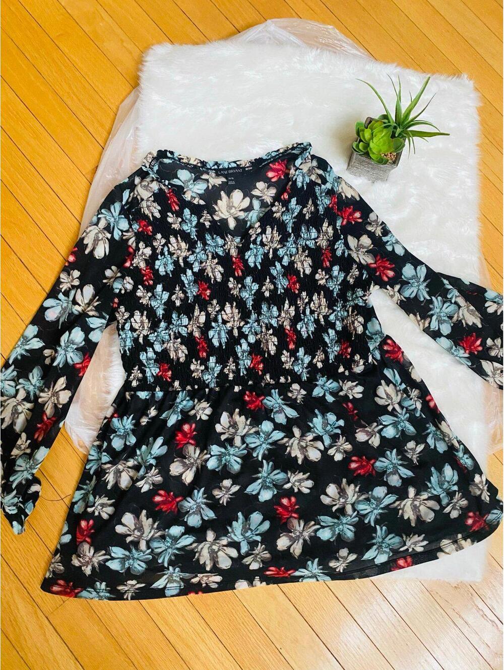 Lane Bryant Floral Long Sleeve Dress Size 14/16
